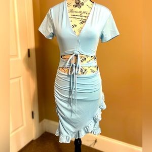 Blue cut out dress